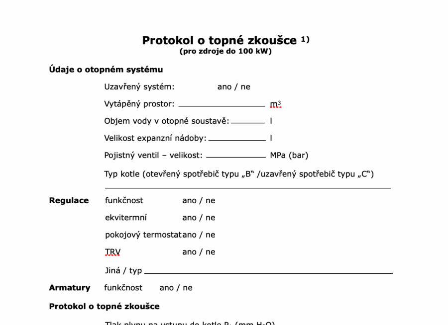 Protokol o topné zkoušce