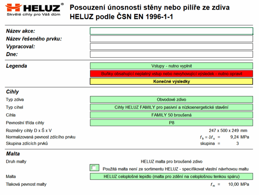 Posouzení nosnosti stěny Heluz